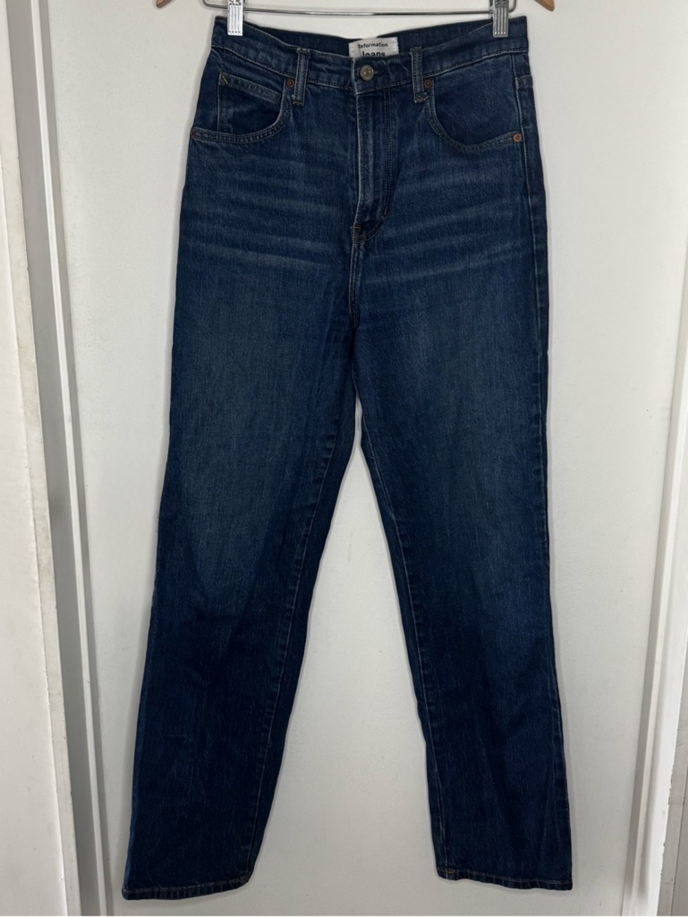 Reformation Elan Ultra High Rise Straight Leg Denim Jeans Women’s 27 Designer EU